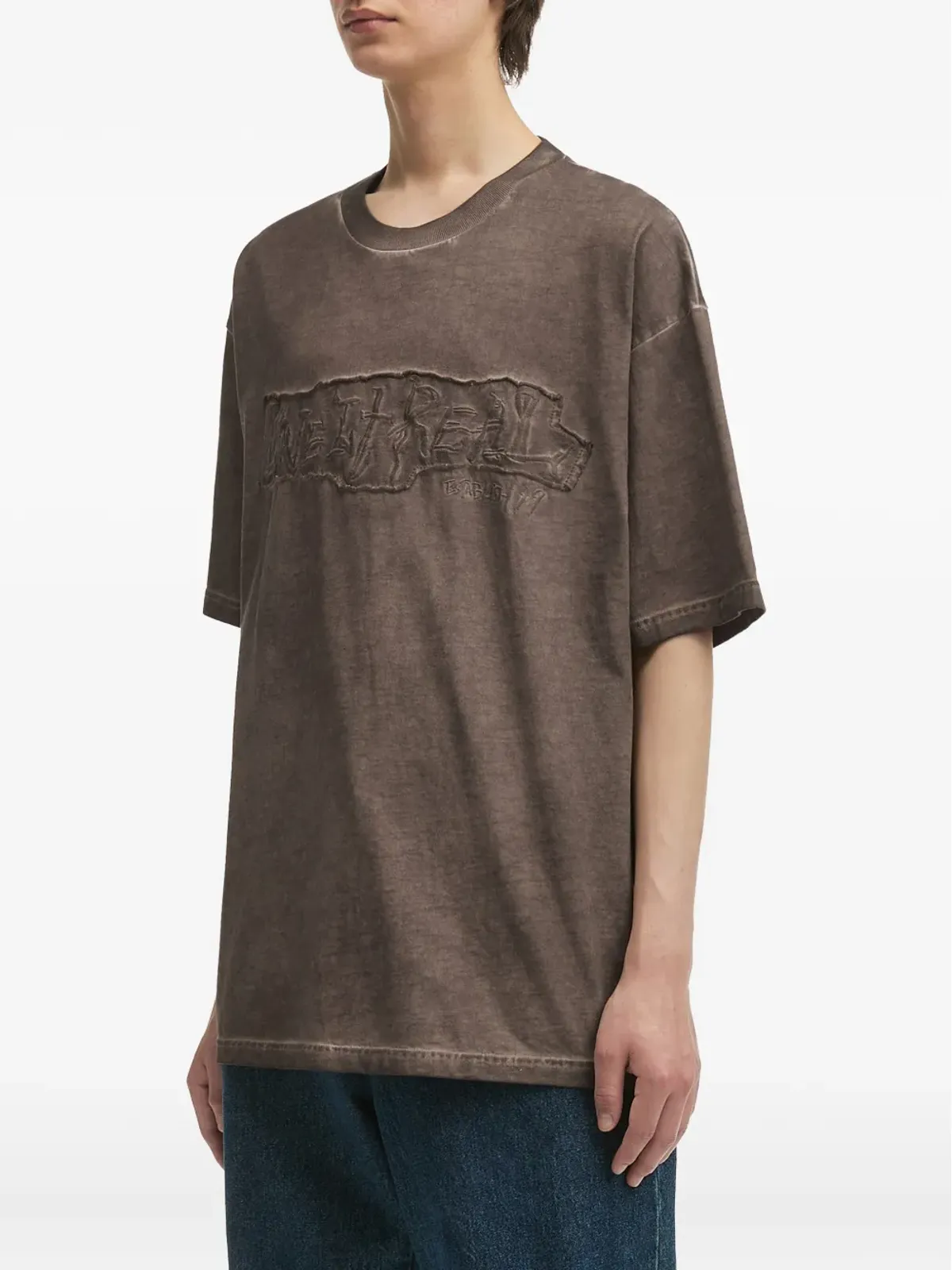 izzue 刺繍ロゴ コットン Tシャツ - ブラウン - 画像3