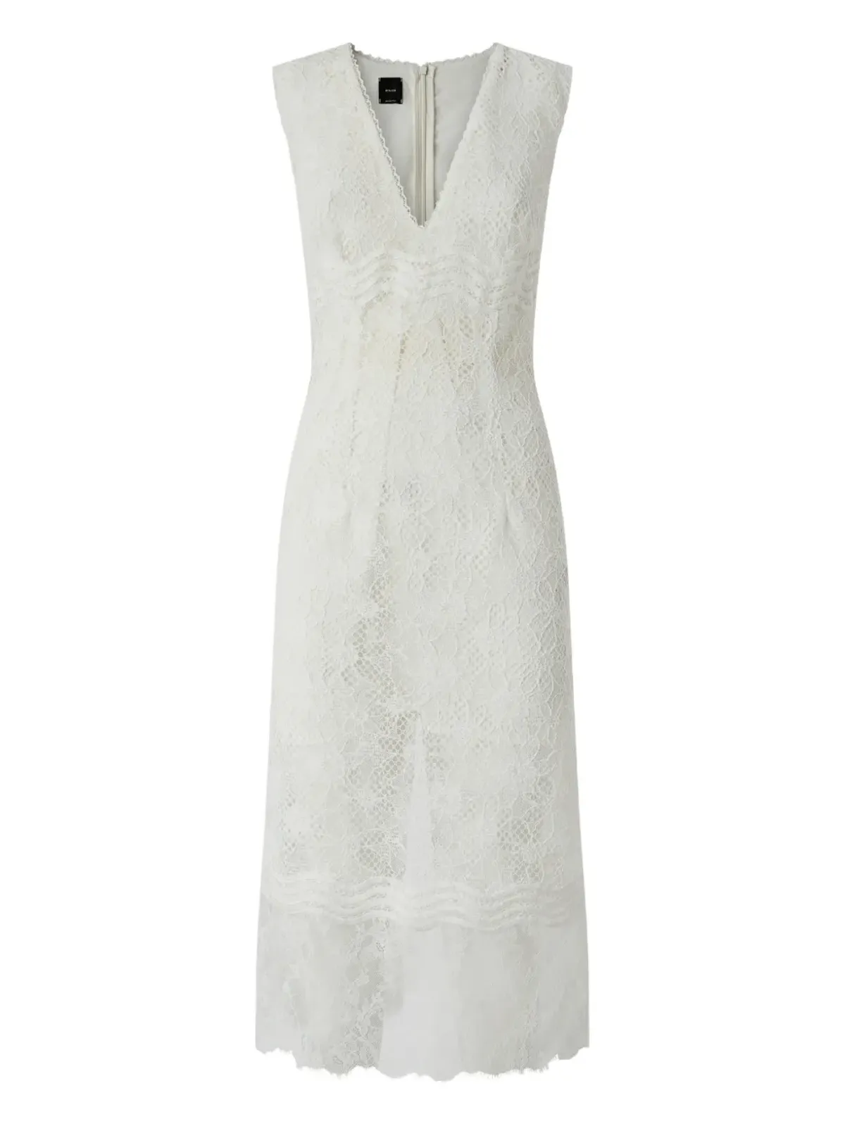 PINKO レースオーバーレイVネックドレス - White - 画像1