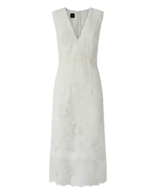 PINKO レースオーバーレイVネックドレス - White - サムネイル1