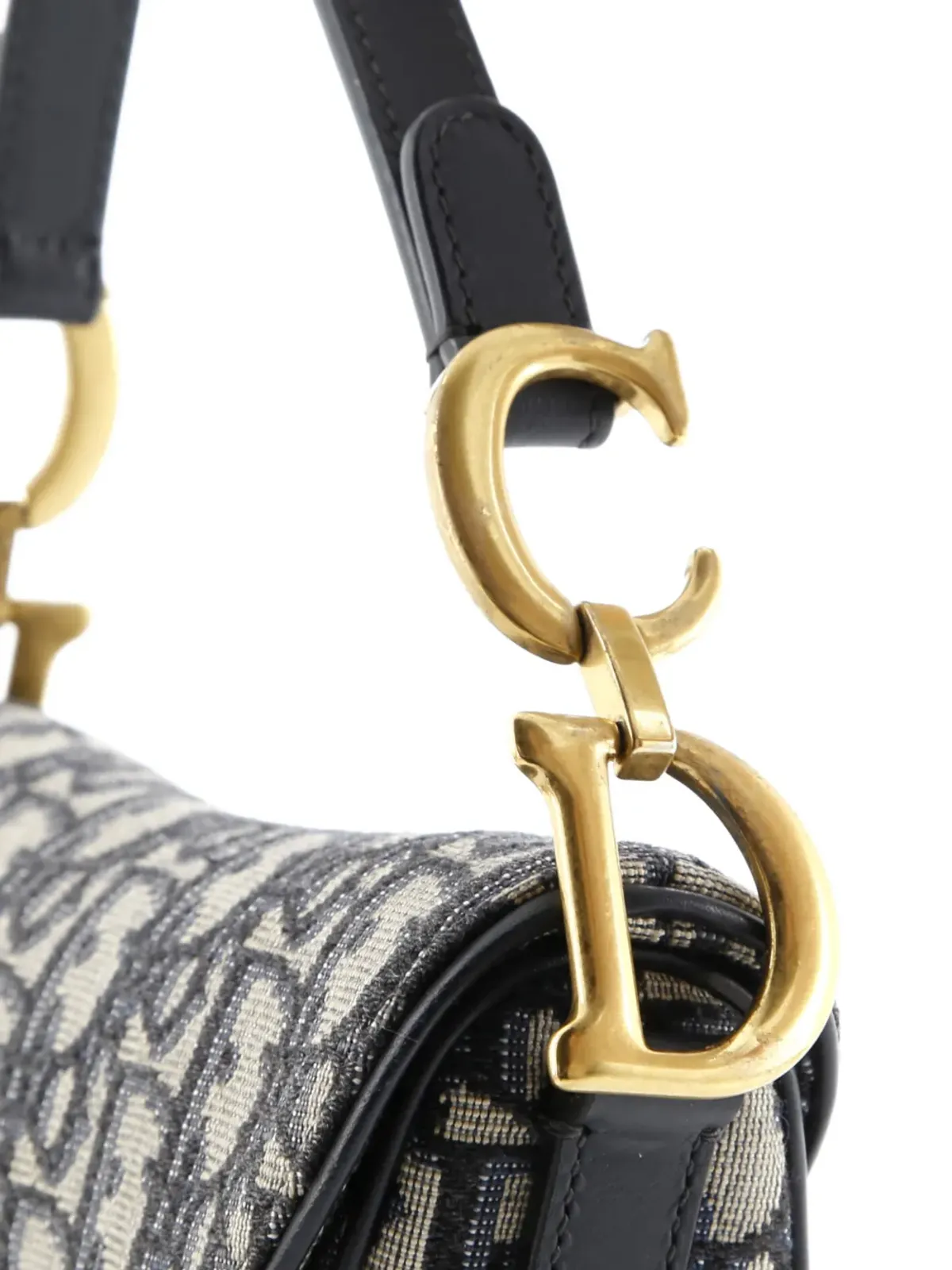 Christian Dior ビンテージ サドルハンドバッグ（ストラップ付き・オブリークキャンバス・ミニショルダーバッグ）- ブルー - 画像4