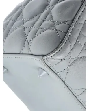 Christian Dior レディ ディオール ビンテージ ウルトラマット仕上げ カナージュキルト カーフレザー ミディアム サッチェル - グレー - サムネイル5