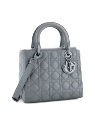 Christian Dior レディ ディオール ビンテージ ウルトラマット仕上げ カナージュキルト カーフレザー ミディアム サッチェル - グレー - サムネイル3