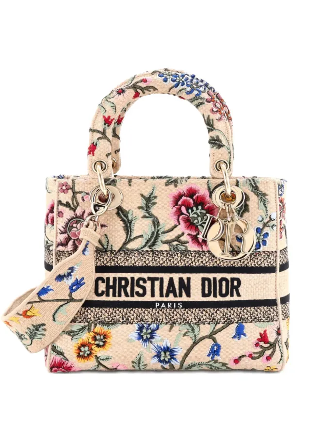 Christian Dior Pre-Owned Christian Dior Pre-Owned レディ D-Lite バッグ エンブロイダード ラフィア ミディアム・サッチェル - ニュートラルカラーの商品画像
