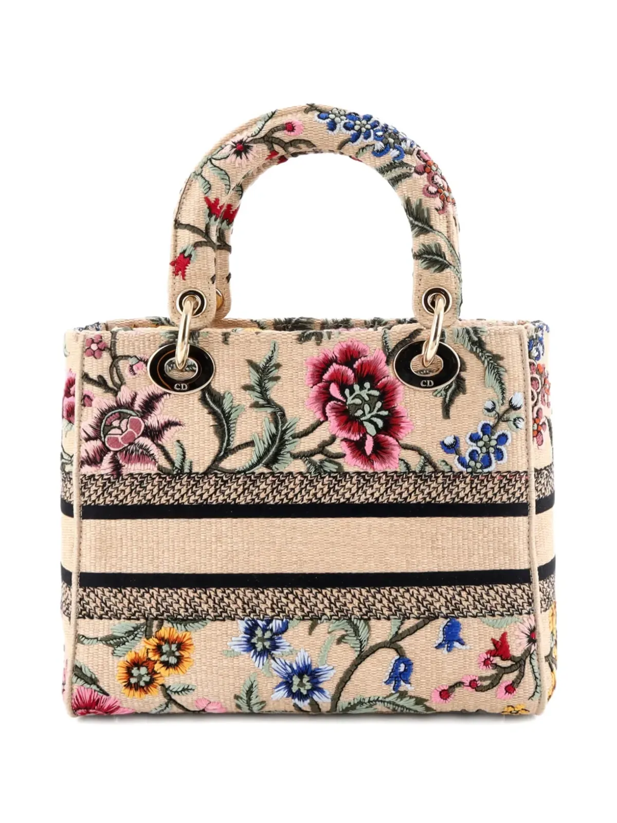 Christian Dior Pre-Owned レディ D-Lite バッグ エンブロイダード ラフィア ミディアム・サッチェル - ニュートラルカラー - 画像2