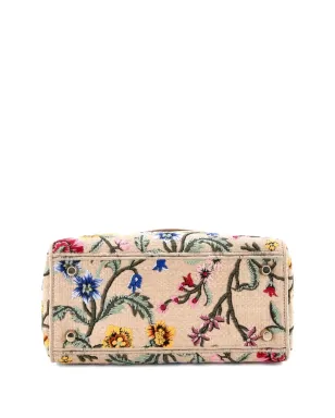 Christian Dior Pre-Owned レディ D-Lite バッグ エンブロイダード ラフィア ミディアム・サッチェル - ニュートラルカラー - サムネイル4