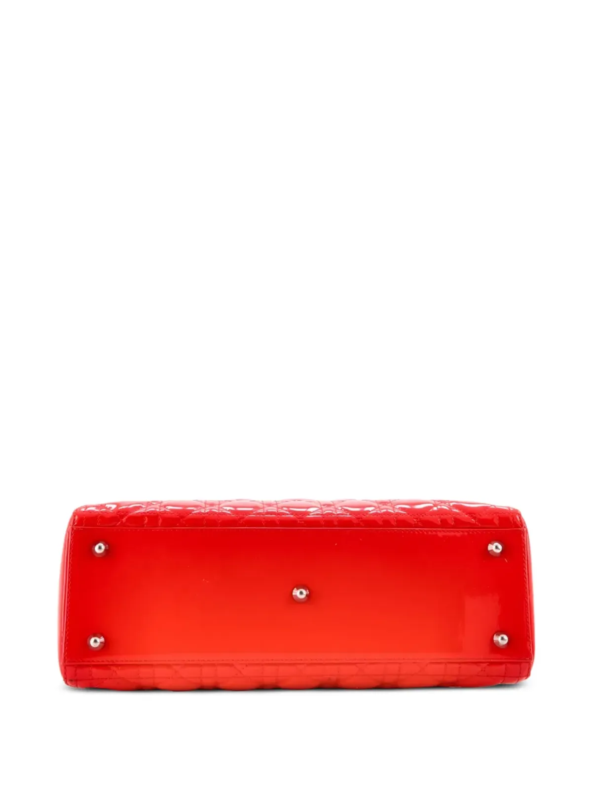Christian Dior ビンテージ Lady Dior バッグ Cannage キルト パテントレザー 大型サッチェル - レッド - 画像4