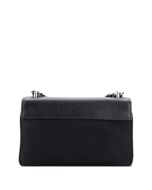 Prada ビンテージ チェーンフラップ クロスボディバッグ テセート生地とサフィアーノレザー ミディアム ショルダーバッグ - ブラック - サムネイル2