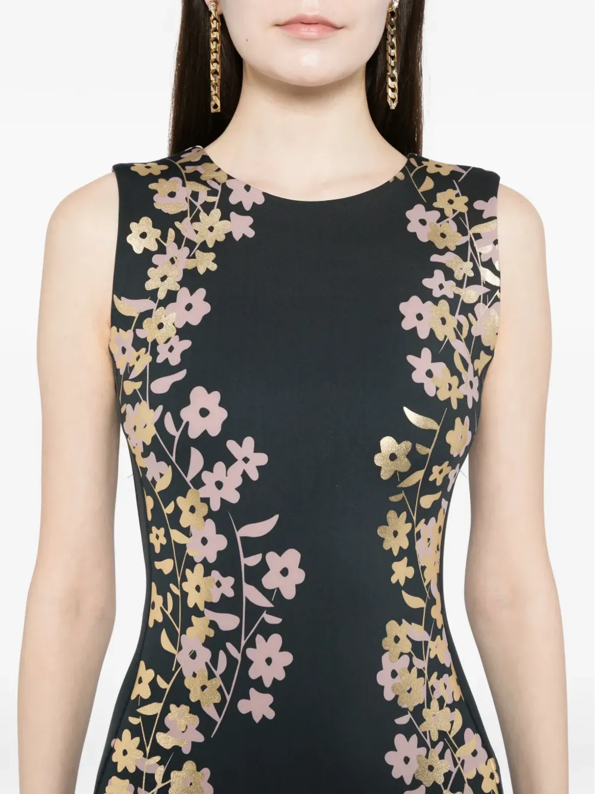 Cynthia Rowley 花柄プリント ノースリーブ ミディドレス - 画像5