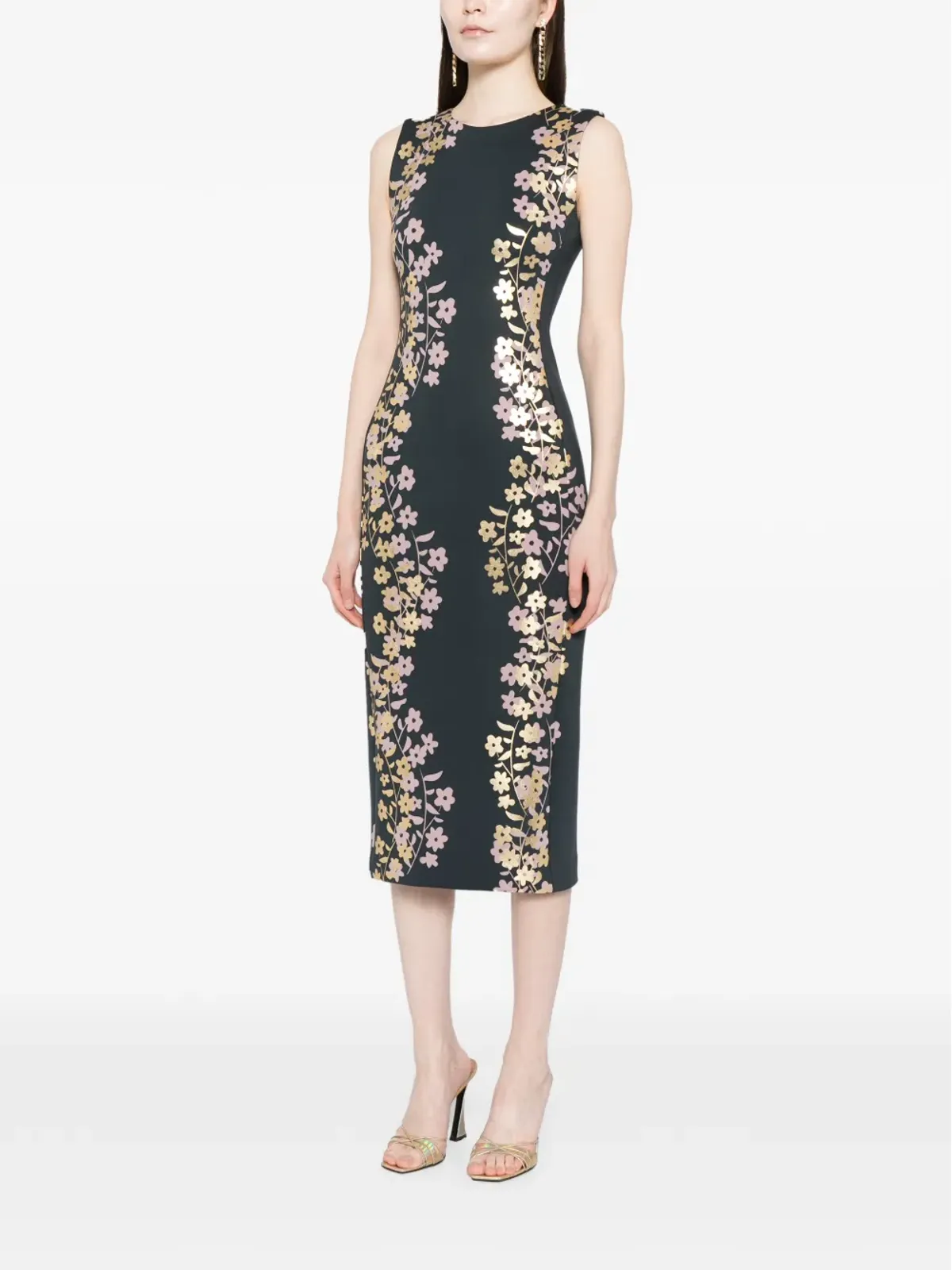 Cynthia Rowley 花柄プリント ノースリーブ ミディドレス - 画像3