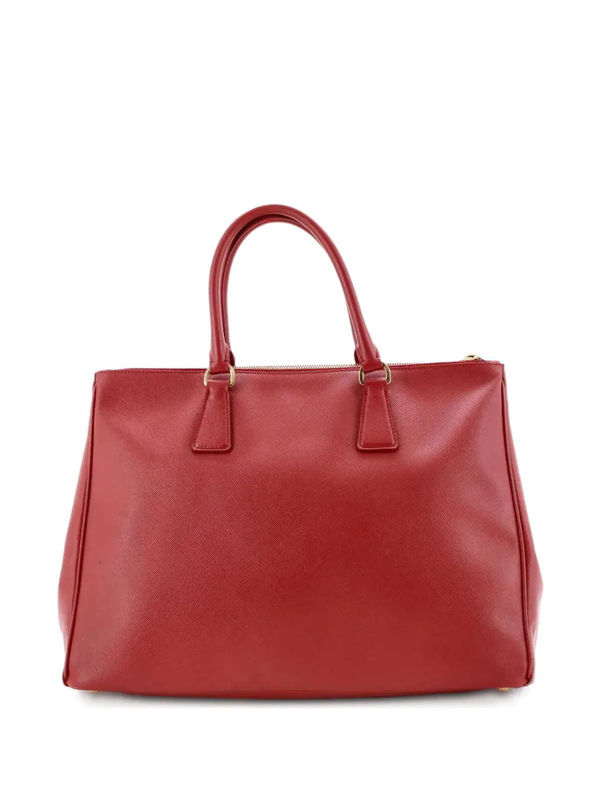 Prada ビンテージ ダブルジップ ラックス サフィアーノ レザー ラージ トートバッグ レッド - 画像2