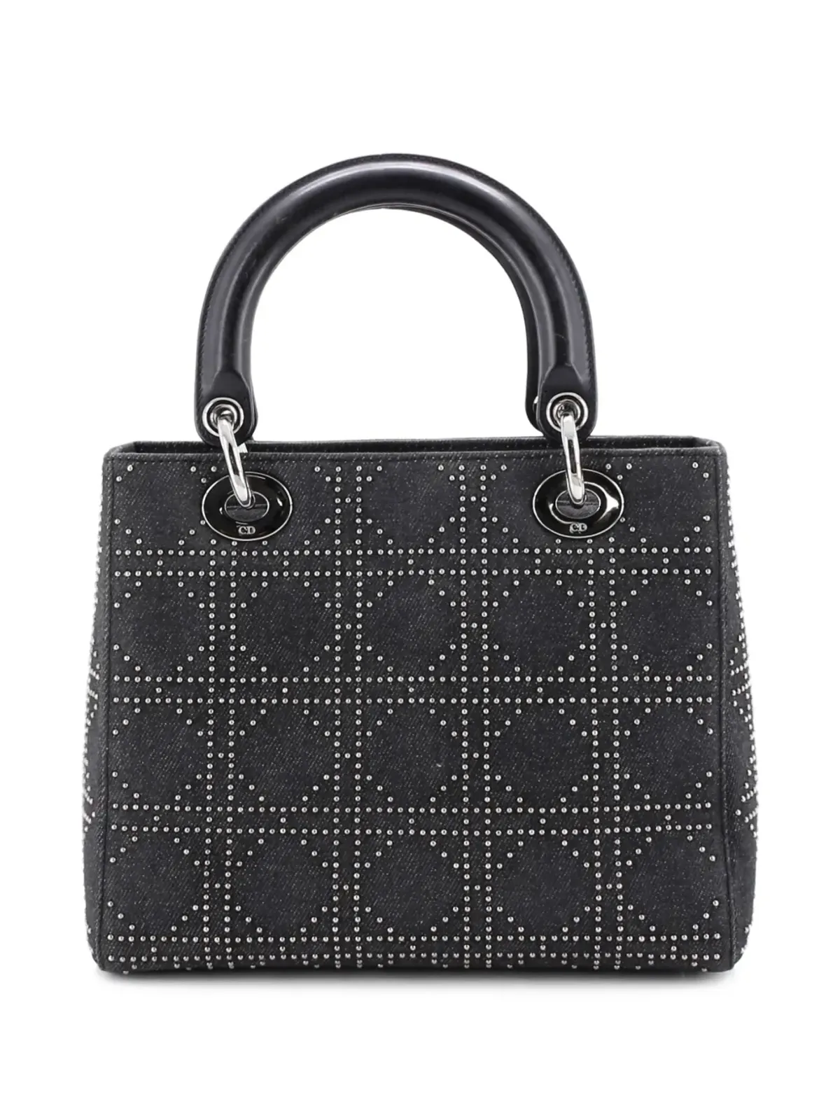 Christian Dior ビンテージ レディディオール バッグ カナージュ スタッズ デニム ミディアム サッチェル - グレー - 画像2