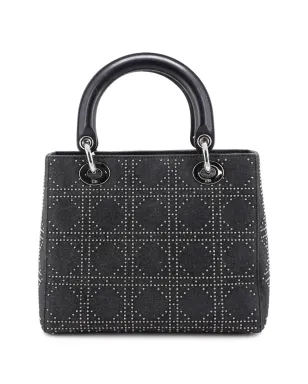 Christian Dior ビンテージ レディディオール バッグ カナージュ スタッズ デニム ミディアム サッチェル - グレー - サムネイル2