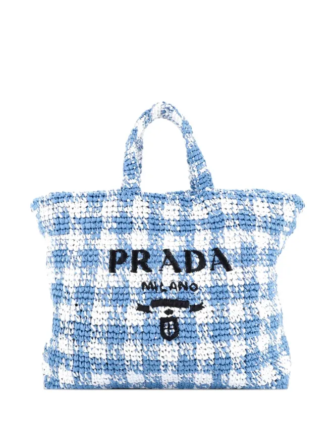 Prada Pre-Owned Prada ビンテージ ロゴ ラフィア 大型トートバッグの商品画像
