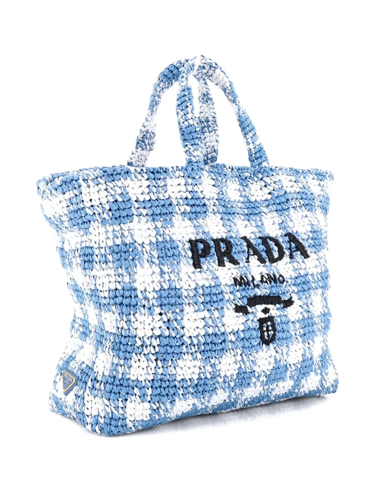 Prada ビンテージ ロゴ ラフィア 大型トートバッグ - 画像3