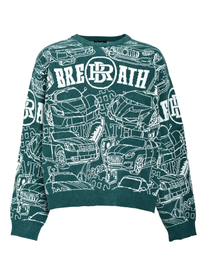 BREATH BREATH logo-embellishment sweater - Greenの商品画像