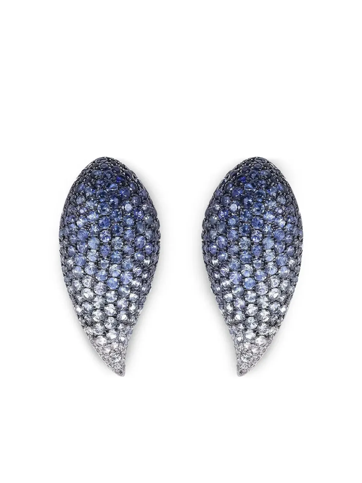 Ruchi New York ホワイトゴールド ブルーサファイア リーフスタッドピアス - 画像1
