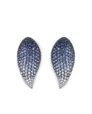 Ruchi New York ホワイトゴールド ブルーサファイア リーフスタッドピアス - サムネイル1