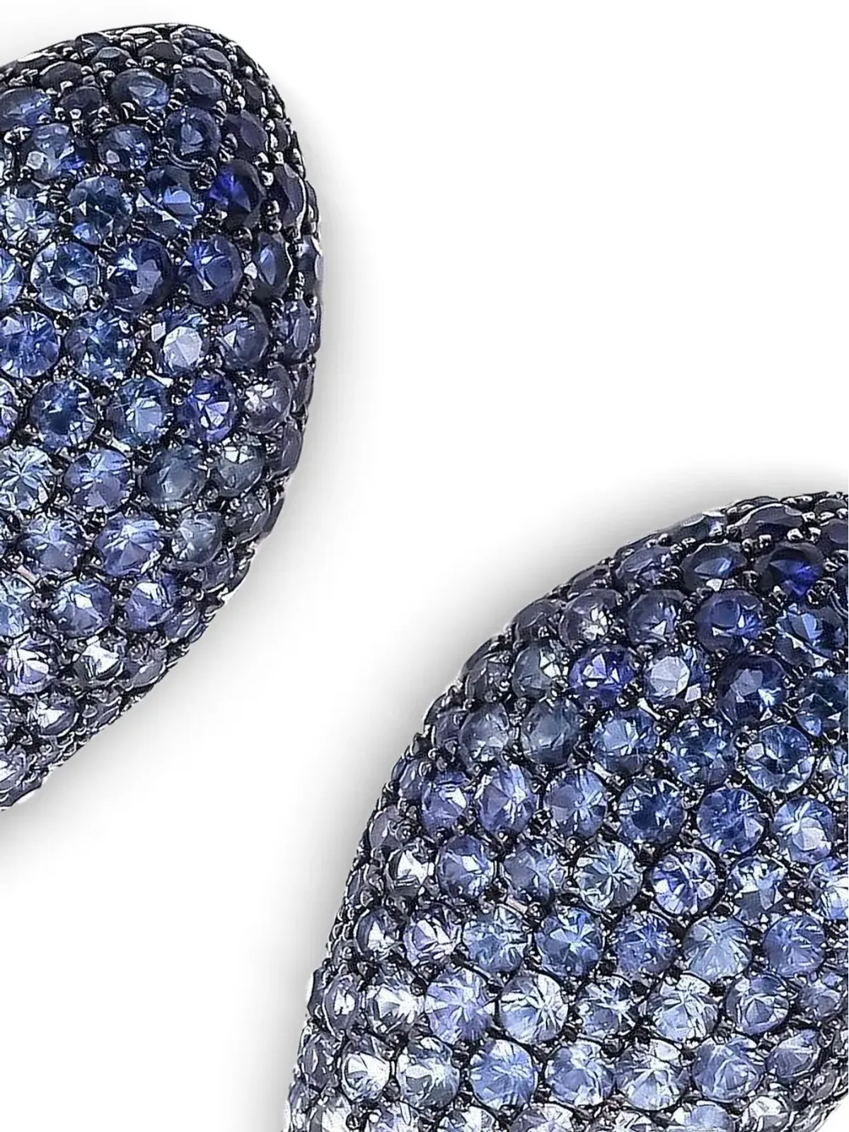 Ruchi New York ホワイトゴールド ブルーサファイア リーフスタッドピアス - 画像2