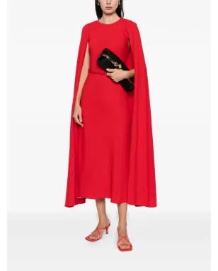 Roland Mouret ベルト付きケープマキシドレス（レッド） - サムネイル2