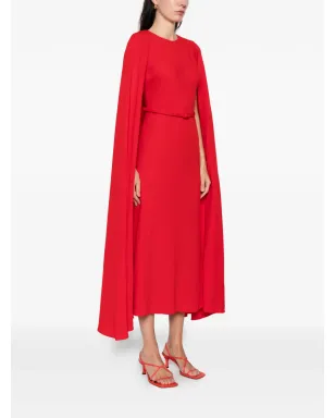 Roland Mouret ベルト付きケープマキシドレス（レッド） - サムネイル3