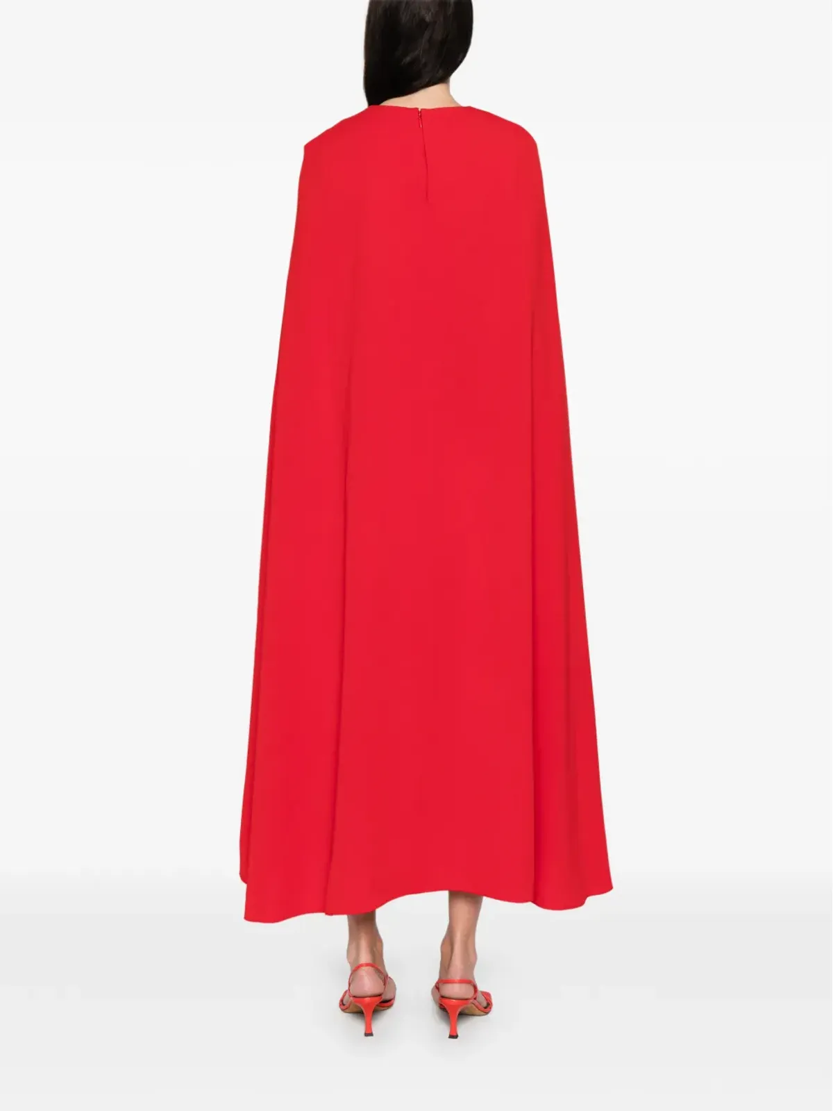Roland Mouret ベルト付きケープマキシドレス（レッド） - 画像4