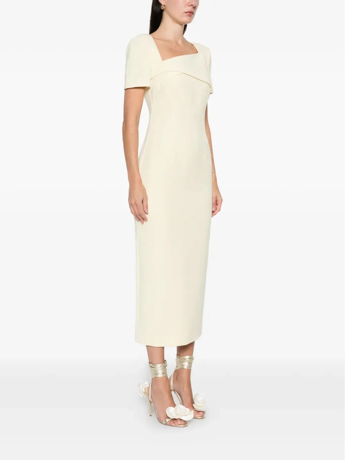 Roland Mouret スクエアネック ツイスト マキシドレス - イエロー - 画像3
