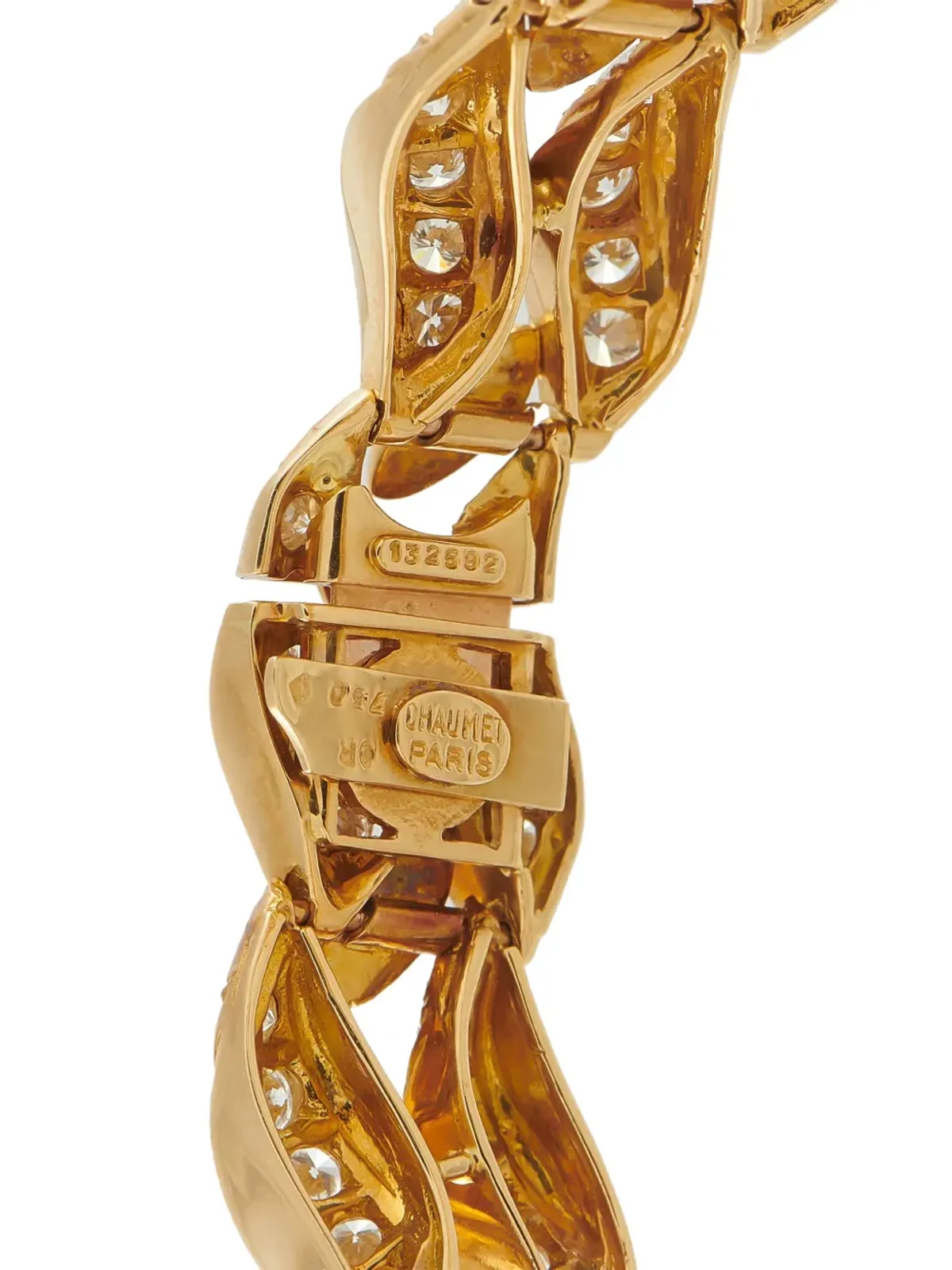Chaumet 18Kイエローゴールド ウェーブリンク ダイヤモンド ブレスレット - 画像2