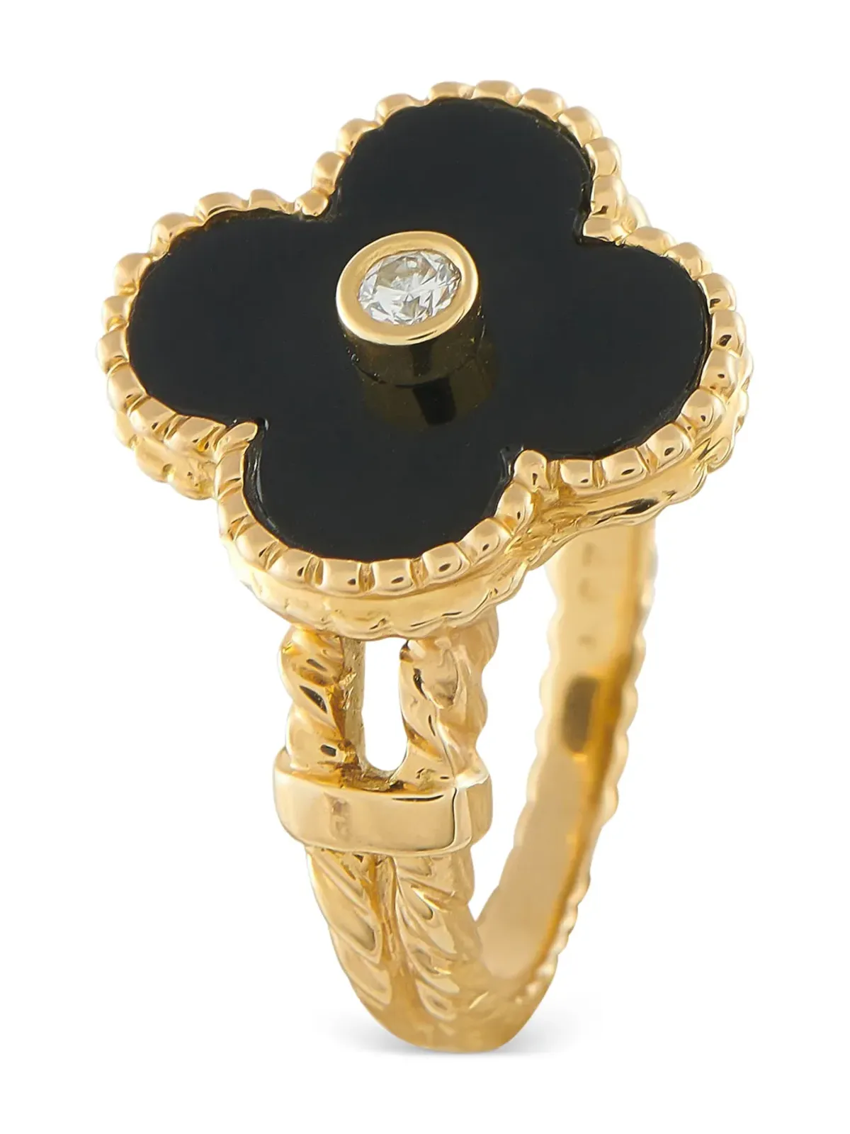 Van Cleef & Arpels ビンテージ アルハンブラ ダイヤモンド×オニキス リング - 画像2