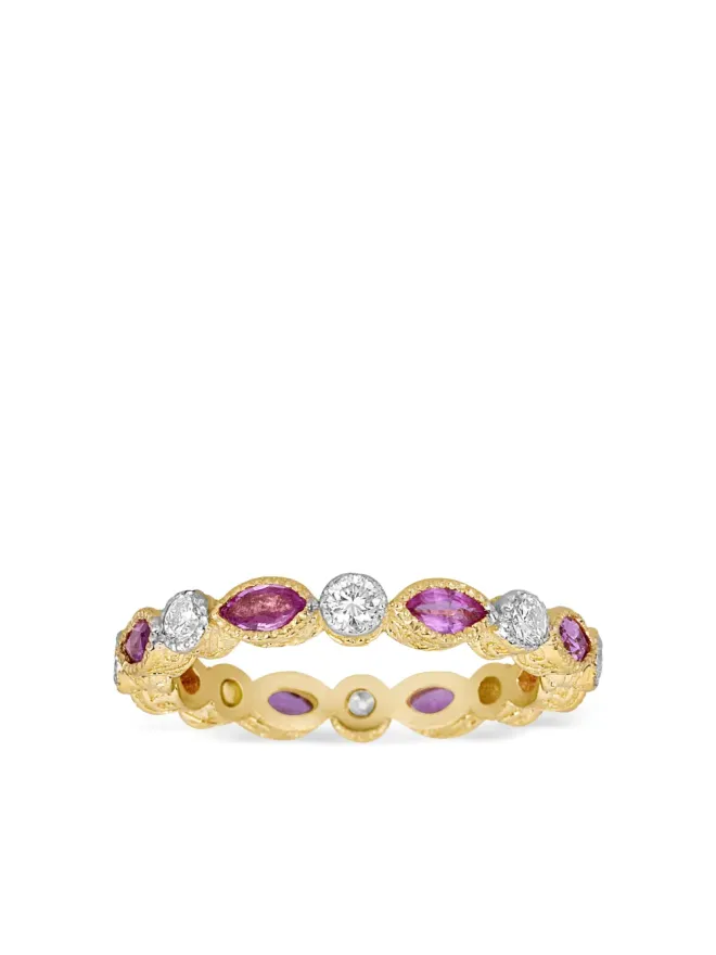 Tanya Farah Tanya Farah 18K イエローゴールド ダイヤモンドとピンクサファイア スタックリングの商品画像
