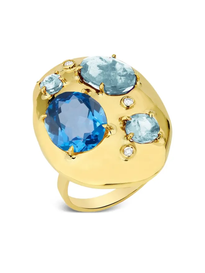 Carol Kauffmann Carol Kauffmann 18Kイエローゴールド ブルートパーズとダイヤモンドのリングの商品画像