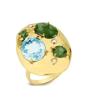 Carol Kauffmann 18K yellow gold tourmaline topaz and diamond ring - サムネイル1