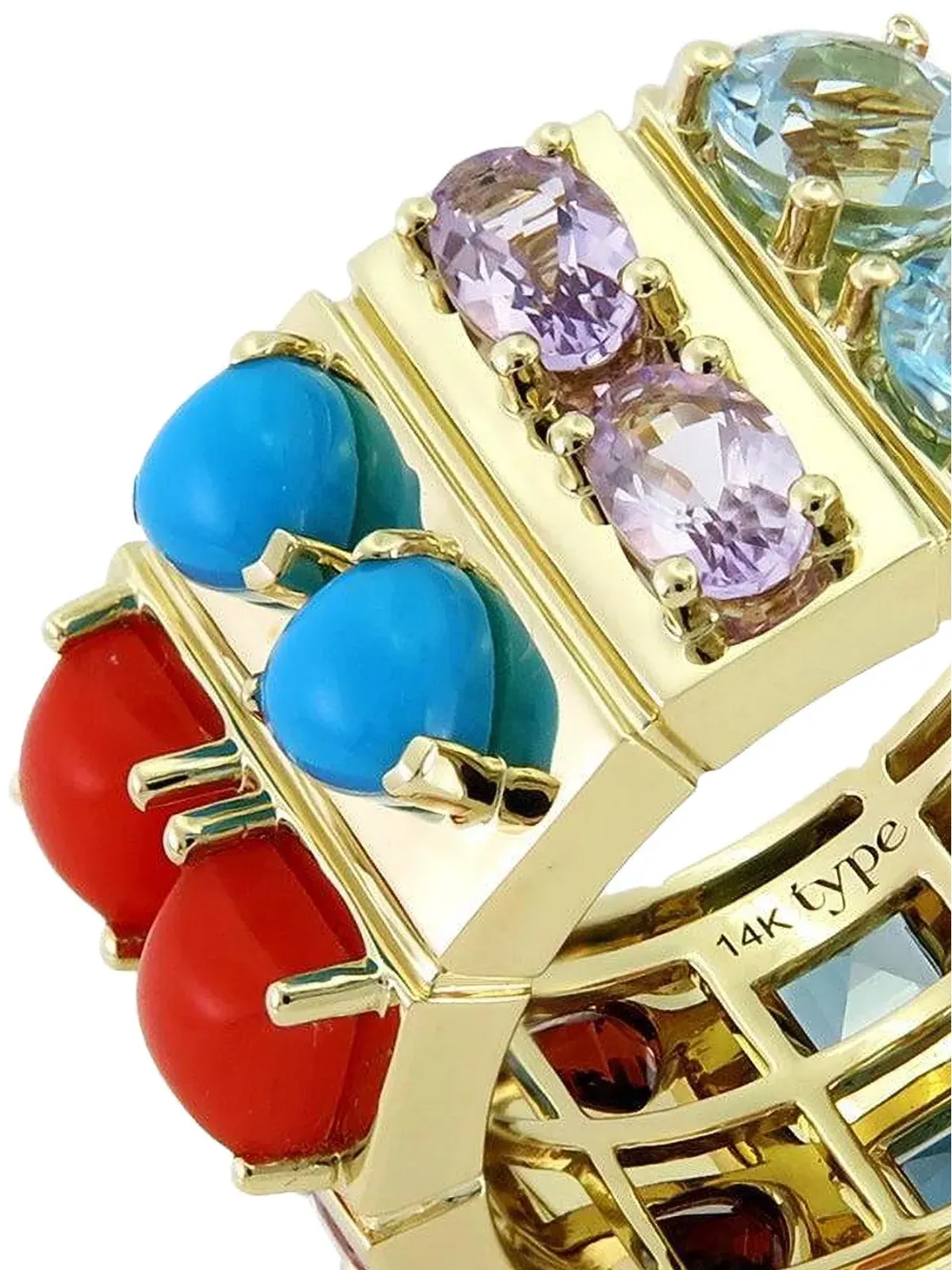Type Jewelry 14K yellow gold Leggo Spin gemstones cigar band ring - 画像2