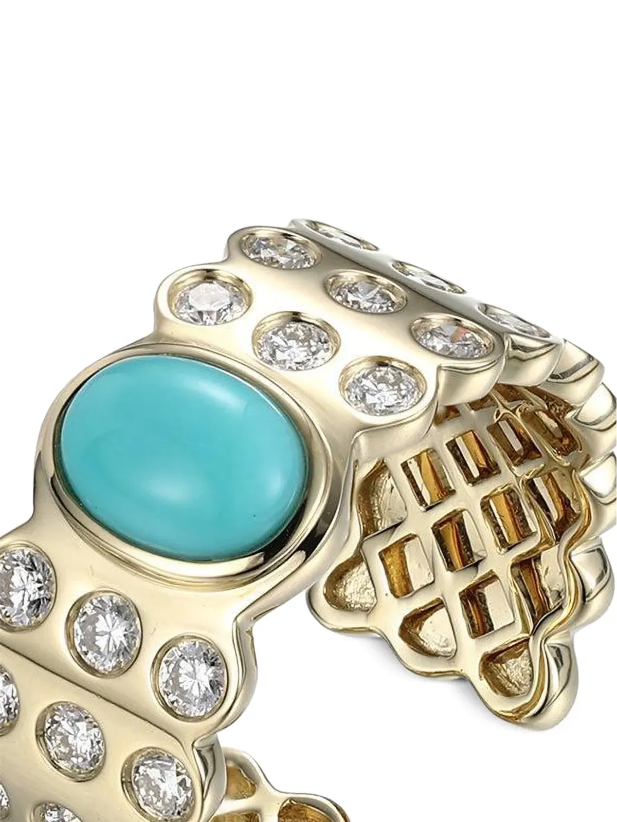 Type Jewelry 18Kイエローゴールド Leggo 2.0 ターコイズとダイヤモンド リング - 画像2