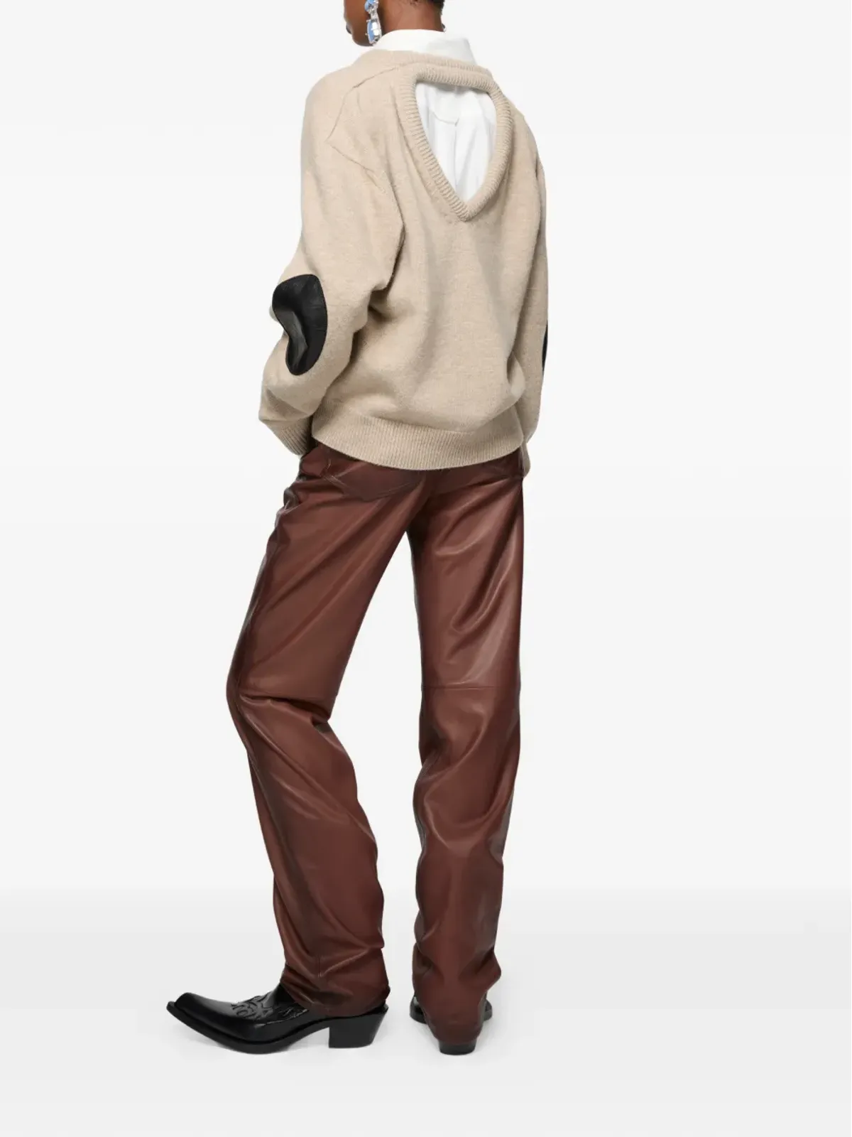 Acne Studios 肘パッチVネックセーター - 画像3
