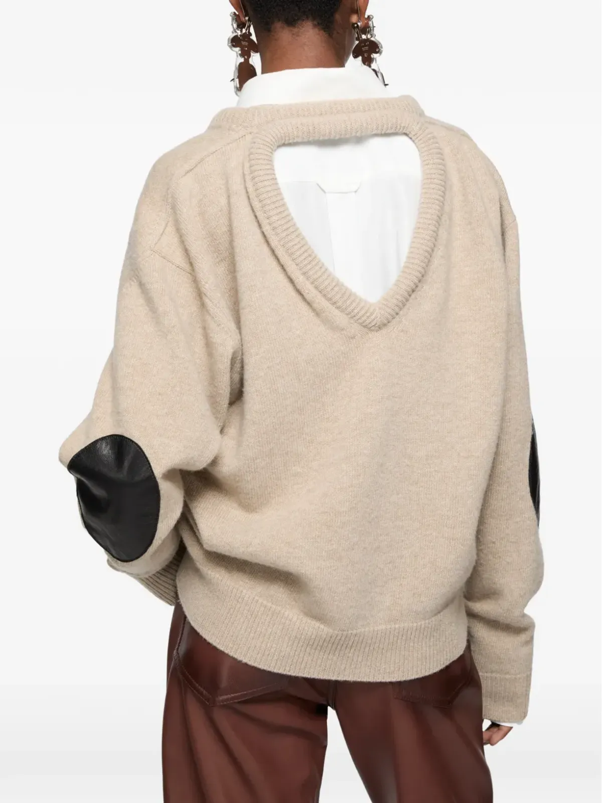 Acne Studios 肘パッチVネックセーター - 画像4