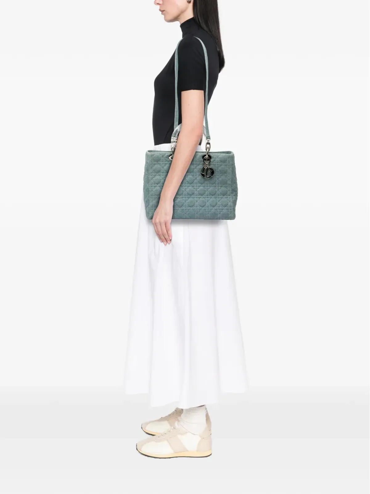 Christian Dior ビンテージ レディ ディオール サッチェル デニム カナージュ アクリルハンドル - 画像2