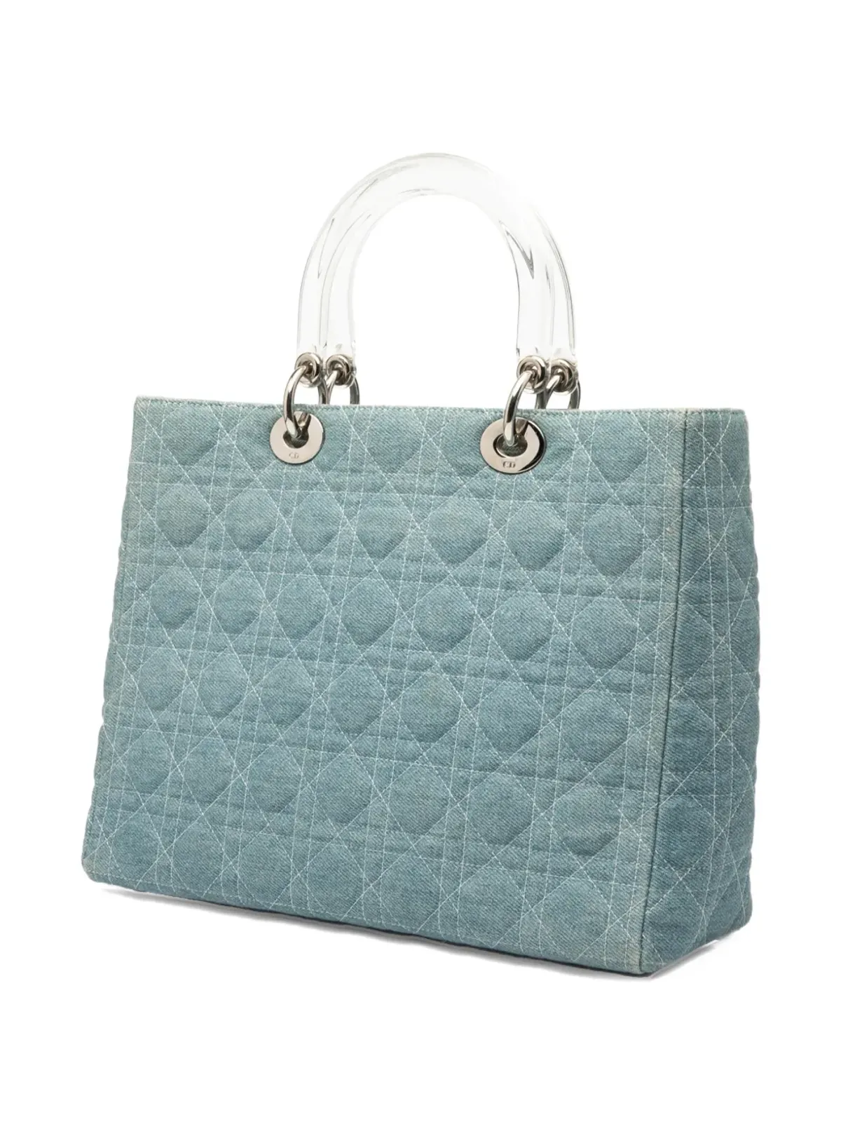 Christian Dior ビンテージ レディ ディオール サッチェル デニム カナージュ アクリルハンドル - 画像3