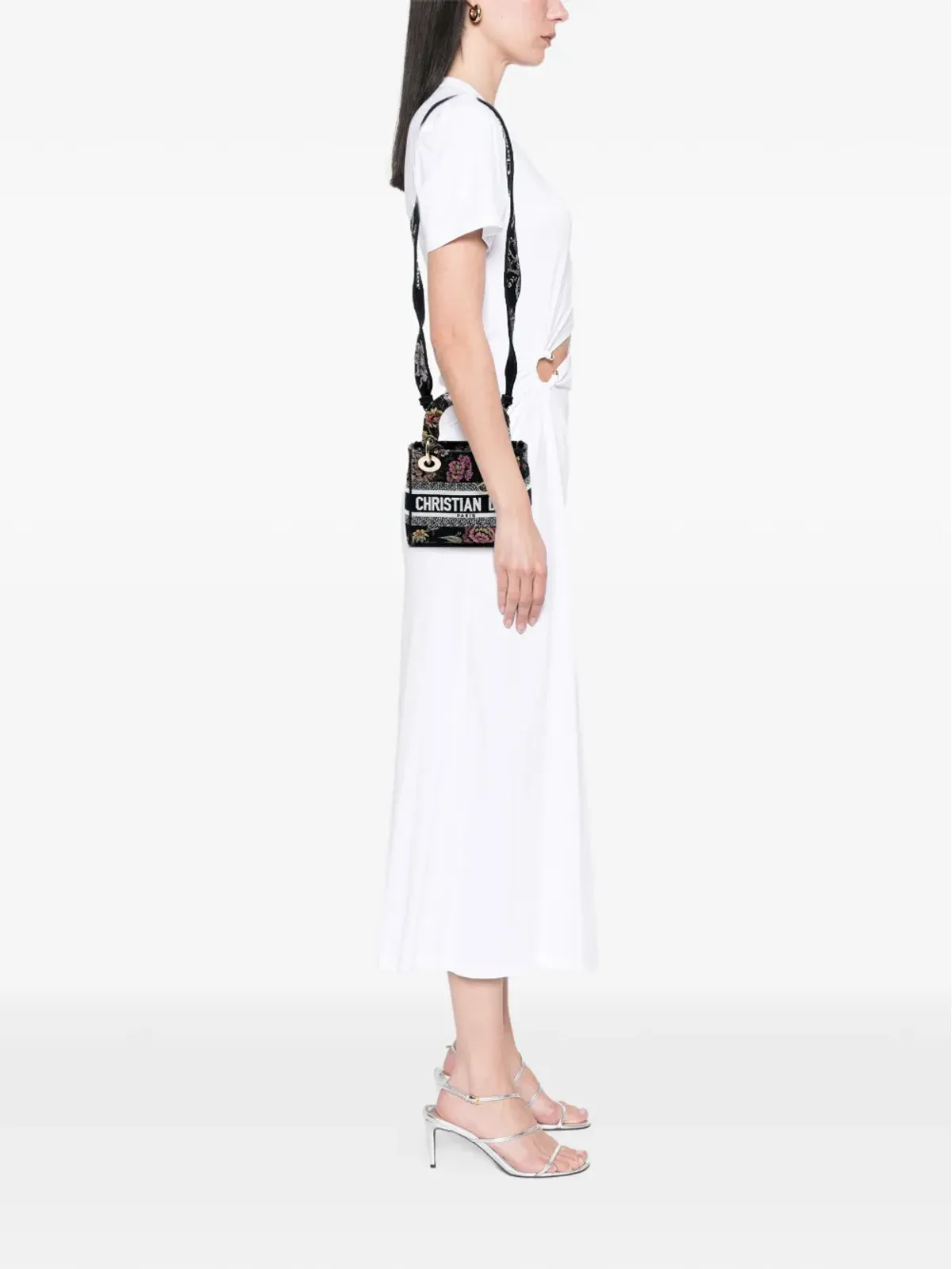 Christian Dior ビンテージ 2022 ミニ刺繍キャンバス Mille Fleurs Lady D Lite サッチェル - ブラック - 画像2