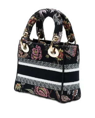 Christian Dior ビンテージ 2022 ミニ刺繍キャンバス Mille Fleurs Lady D Lite サッチェル - ブラック - サムネイル3