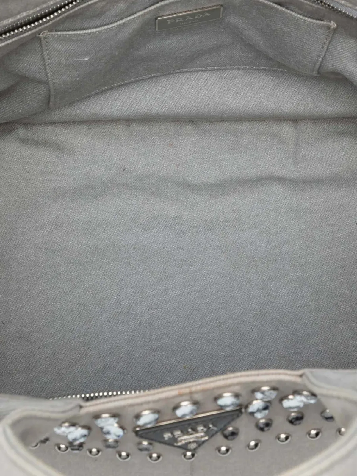 Prada ビンテージ 2013-2025 キャンバス Canapa Bijoux サッチェル - グレー - 画像5