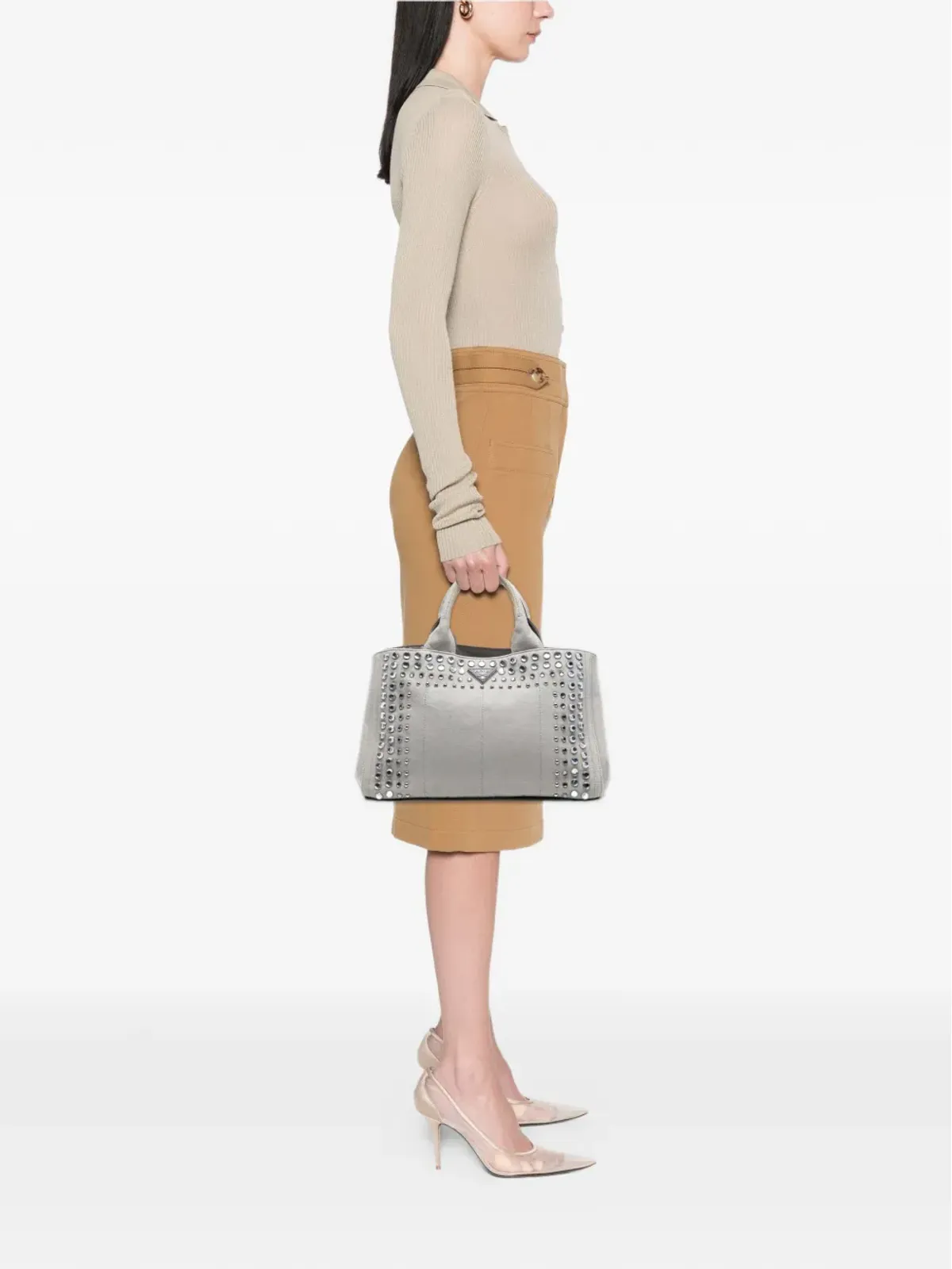 Prada ビンテージ 2013-2025 キャンバス Canapa Bijoux サッチェル - グレー - 画像2