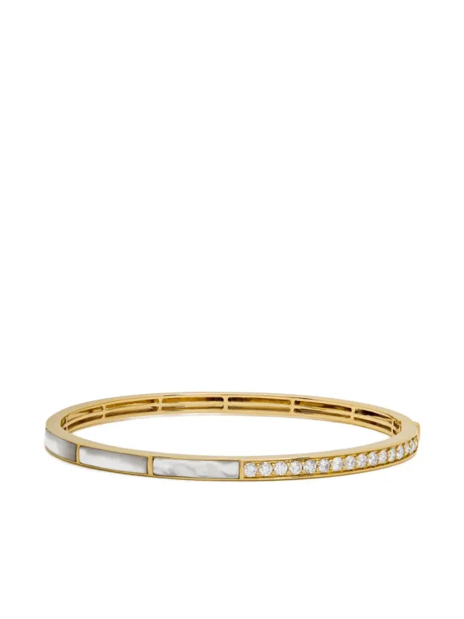 Jewels Aficionado Jewels Aficionado 18Kイエローゴールド マザーオブパールとダイヤモンド バングルブレスレットの商品画像