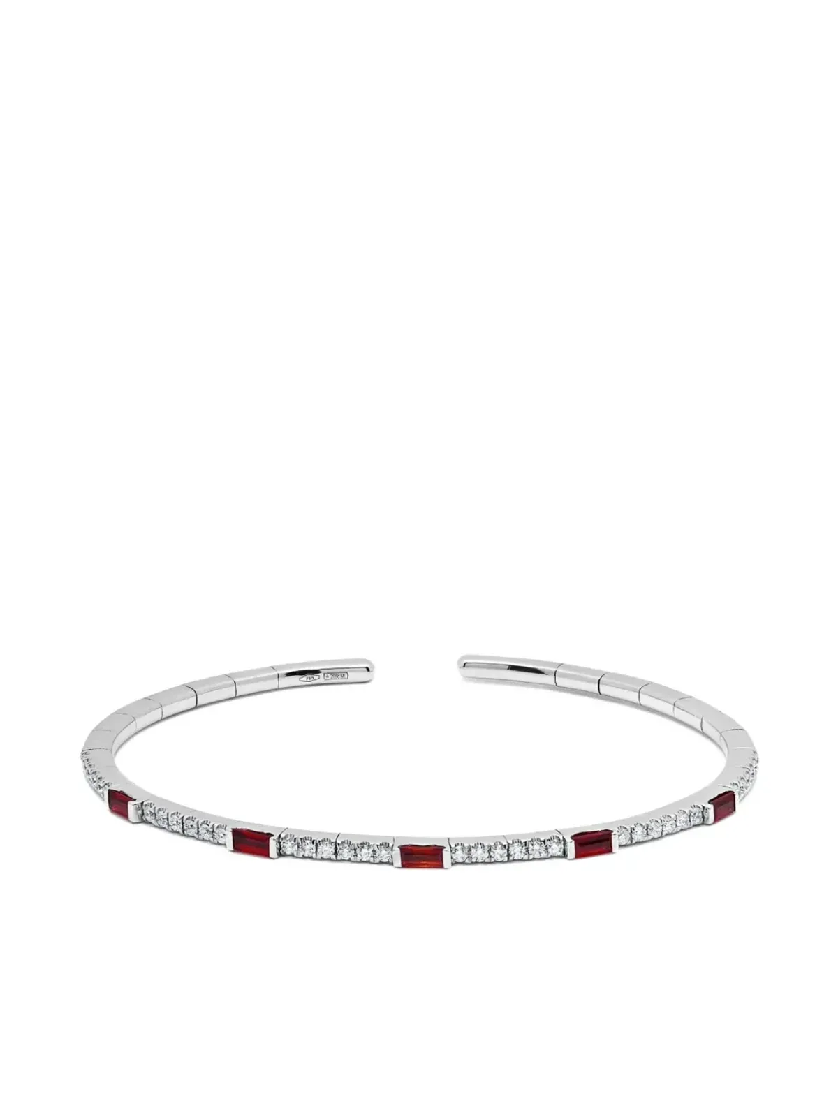 Jewels Aficionado 18Kホワイトゴールド ルビー ダイヤ カフ ブレスレット - 画像1