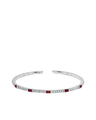 Jewels Aficionado 18Kホワイトゴールド ルビー ダイヤ カフ ブレスレット - サムネイル1