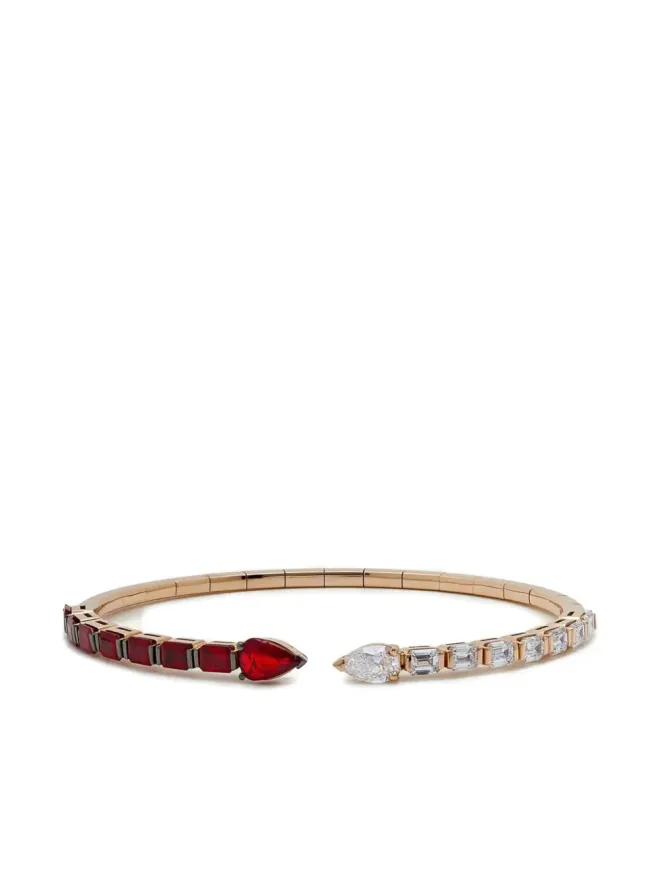 Jewels Aficionado Jewels Aficionado 18Kローズゴールド ダイヤモンド ルビー カフ ブレスレットの商品画像