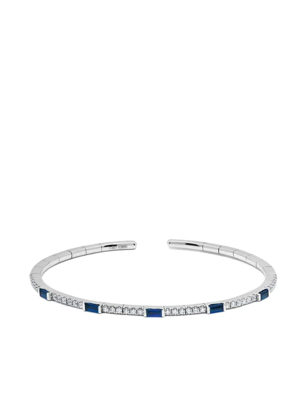 Jewels Aficionado 18Kホワイトゴールド サファイア ダイヤモンド カフブレスレット - 画像1