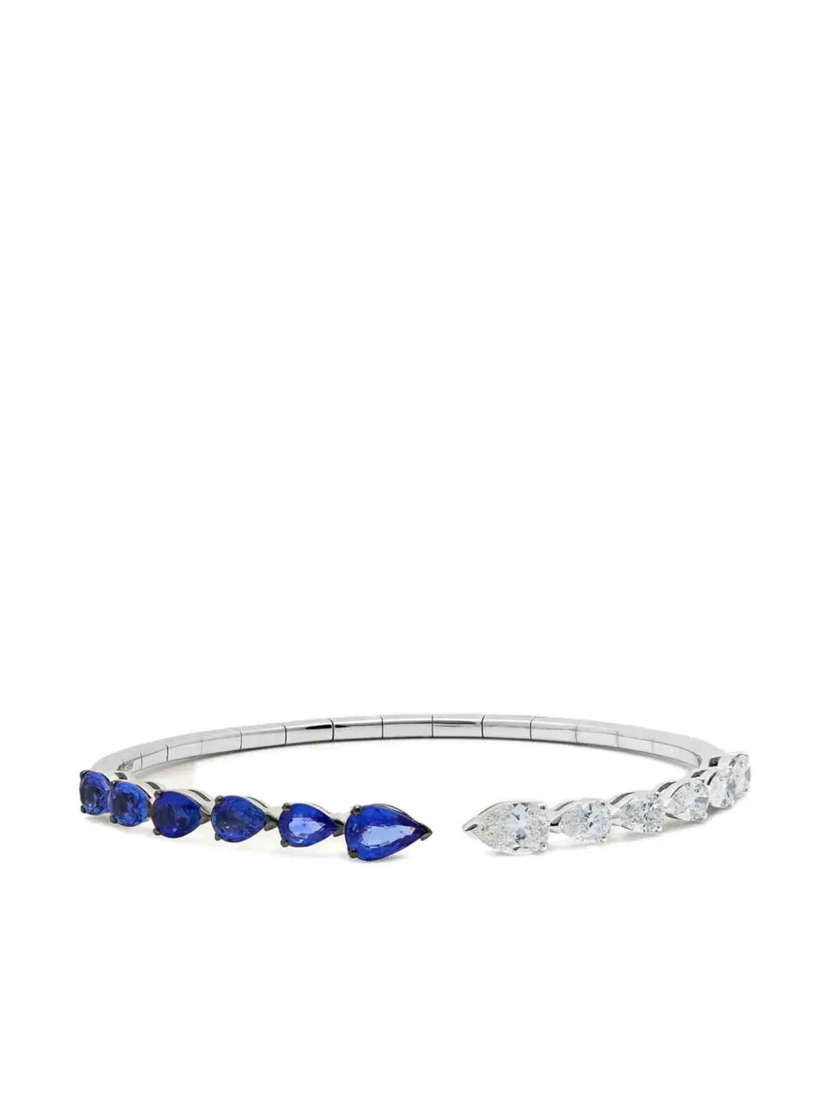 Jewels Aficionado 18Kホワイトゴールド ダイヤモンドとサファイア カフブレスレット - 画像1