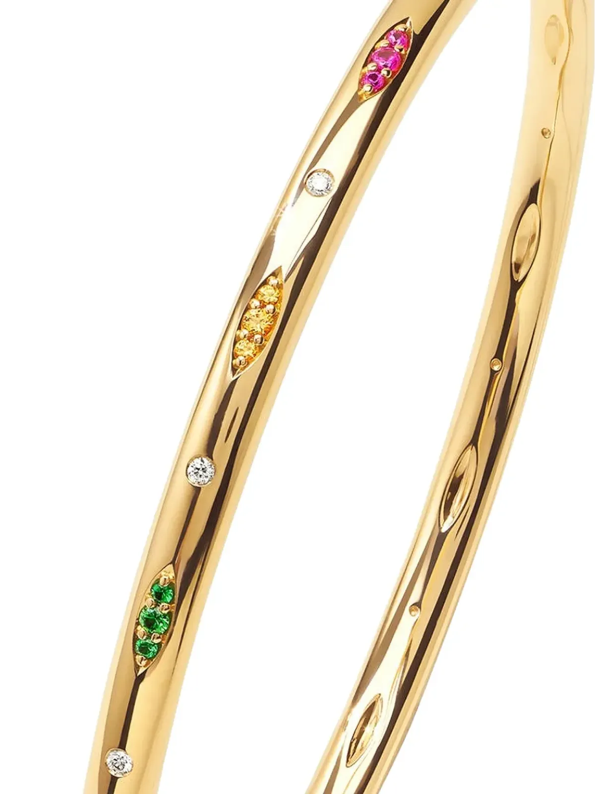 TAMARA COMOLLI 18K イエローゴールド ジプシーキャンディ パヴェ サファイアと ツァヴォライト バングル - 画像2