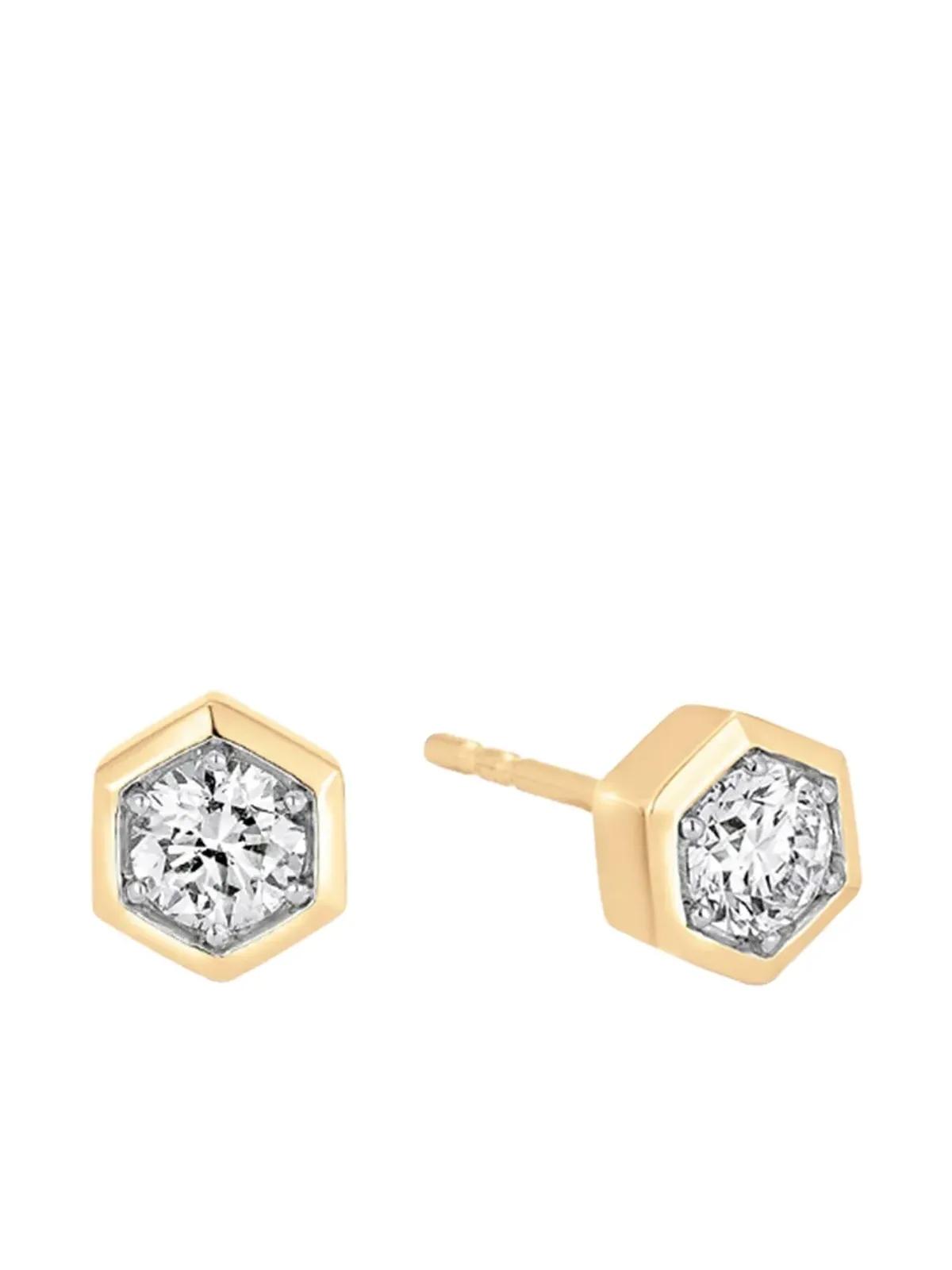 Sara Weinstock 18Kイエローゴールド ハニカム ダイヤモンド スタッドピアス - 画像2