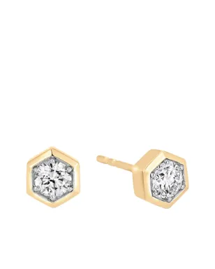 Sara Weinstock 18Kイエローゴールド ハニカム ダイヤモンド スタッドピアス - サムネイル2